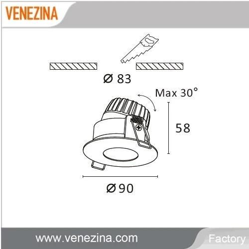 E6024 Waterproof COB LED Down Light Ceiling Recessed LED Downlight IP65