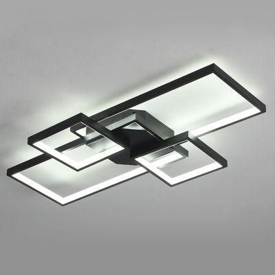 Contemporary Nordic Modern White Black Face Mounted 4 Squares LED Ceiling Lights