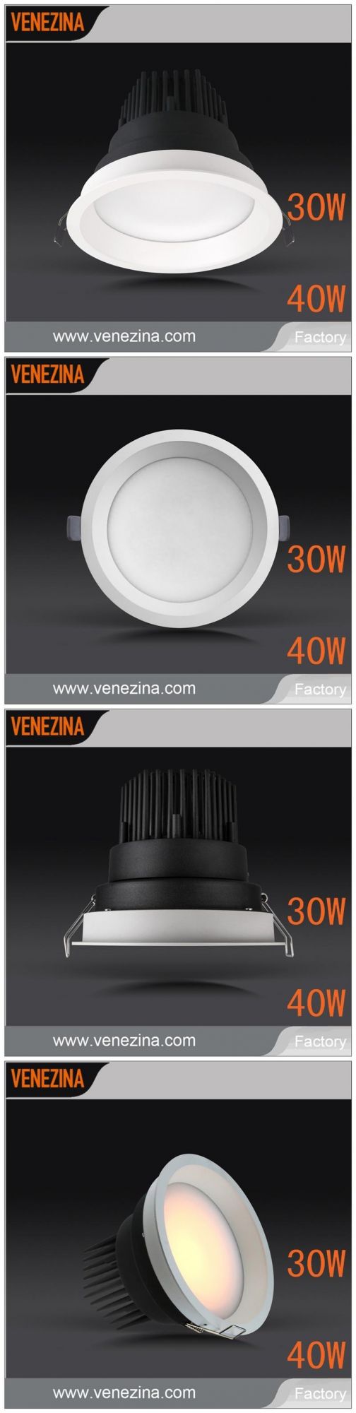 COB LED Factory Ce 30W/40W Wholesale Recessed Ceiling Downlight for Hotel/Shopping Mall/Musem/Bathroom