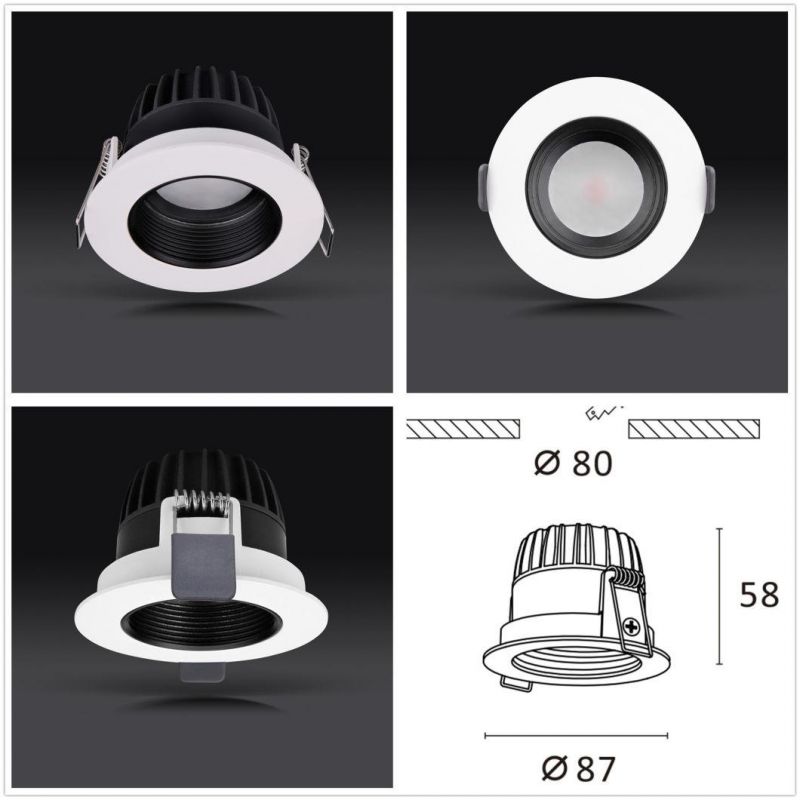 6W, 10W Deep with Anti-Glare Snoot Cast Aluminum COB LED Downlight