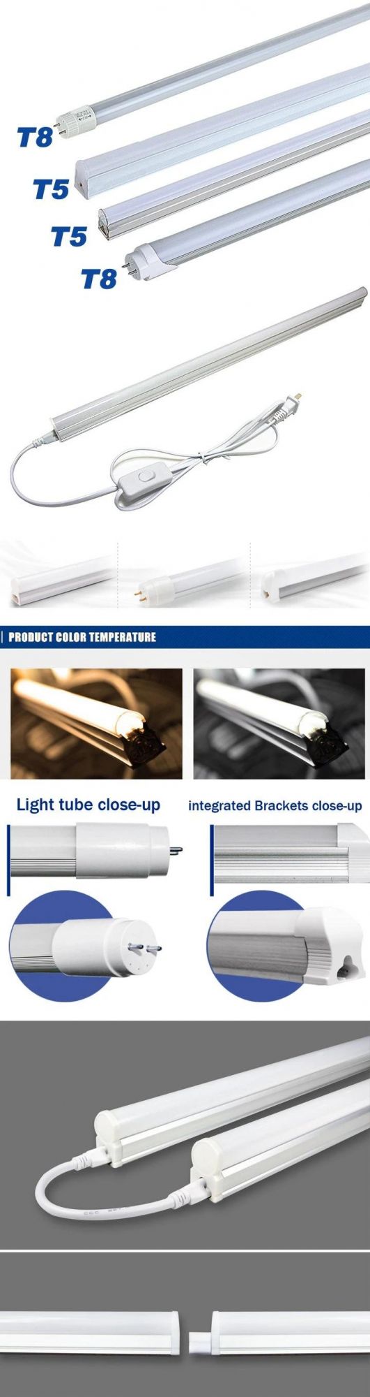 8000K 10W 20W 30W 40W LED Purified Fixture Lamp Light Tube