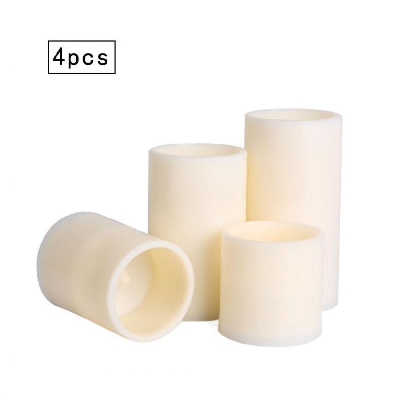 Warm White Flashing Pillar Shape 4PCS Electric LED Candle Light Set for Christmas Decoration