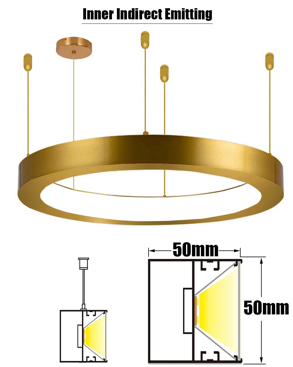 Plating Stainless Steel LED Pendant Light, Modern Chandelier Ceiling Light Fixture, Warm White, 3000K, Adjustable