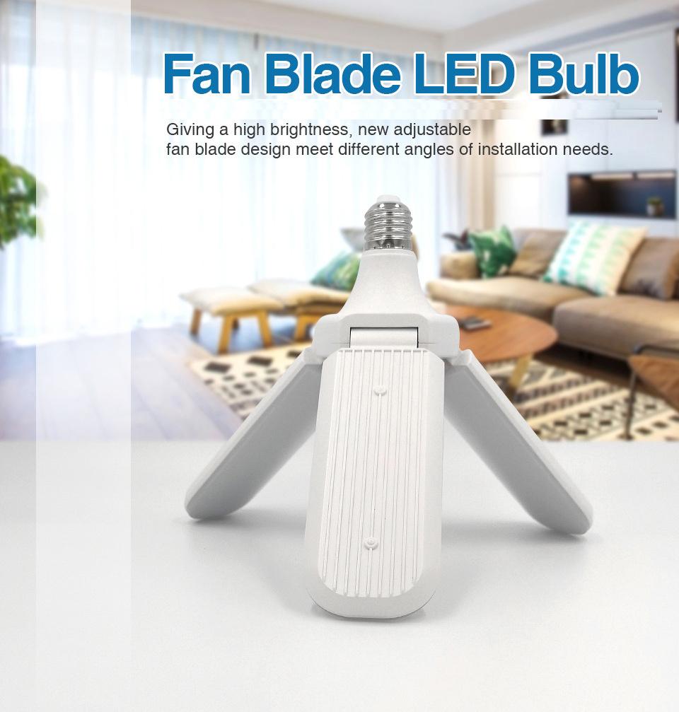 E27 220V Industrial Adjustable Foldable Ceiling Fan Blade Light