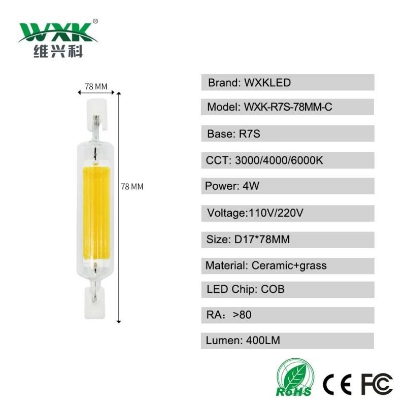 R7s G4 G9 Base LED Light J78, 50W Halogen Replacement Corn Bulb, 500 Lumens AC220V Energy-Saving Lamp with Glass Housing, as Similar as Halogen Bulb