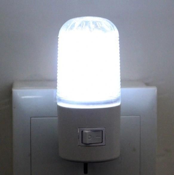 LED Manual on/off Switch Plug-in Night Light Bright White Indoor Light Bathroom Energy Efficient Wall Night Light