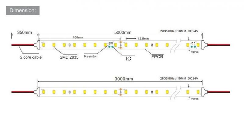 IC Built-in 2835 80LEDs/M High Lumen LED Strip