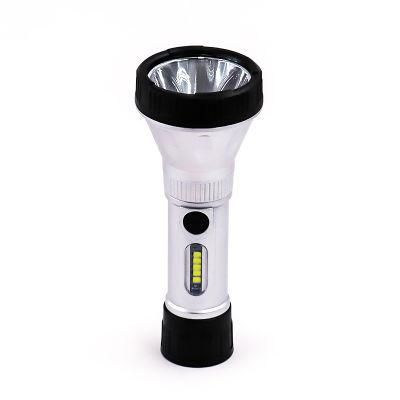 High Lumen Flashlight, LED+5*SMD Plastic Flashlight, 4 Lighting Modes USB Rechargeable Light for Camping, Working, Outdoor
