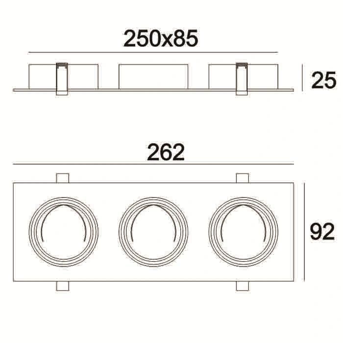 2020 Hot Sales Commercial LED Downlight Recessed Triple Head Spotlight LED Lamp for Hotel Decoration