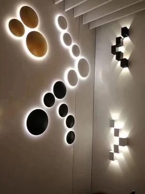 Round Moon Indoor Outdoor Wall Light IP65 White Black Brown Decorative Lighting LED 6W