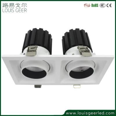 Rectangle Modern Commercial Lighting Energy Saving Double Heads LED Grille Lamp