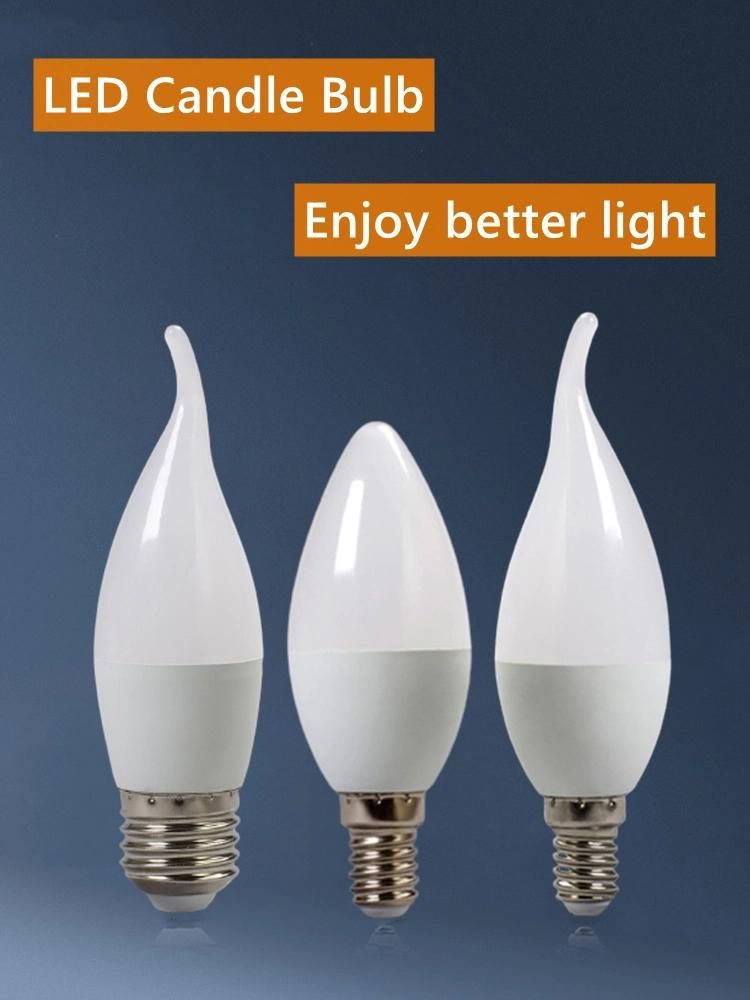 E14 E27 C37 3W 5W LED Candle Light SMD2835 Cool/Warm White Bulb with Tail Wholesale CE&RoHS