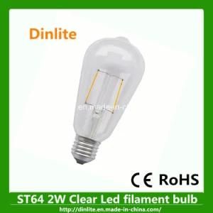 Clear St64 2W E27 LED Filament Bulb
