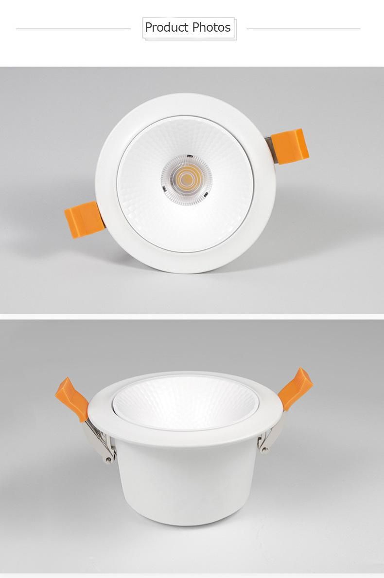 Dimmable Anti-Glare Interior Home Hotel COB Light 5W-40W Recessed LED Downlight for Commercial Lighting