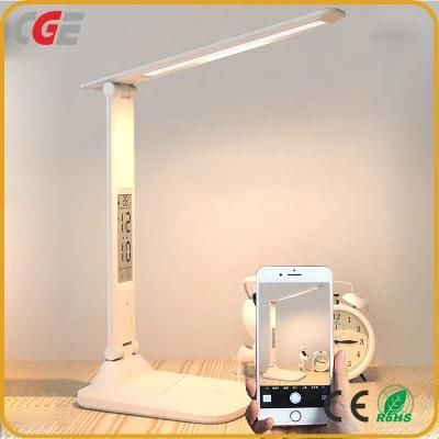 Clock Calendar Touch Switch Rechargeable Desk Lamp Reading Table Lamp