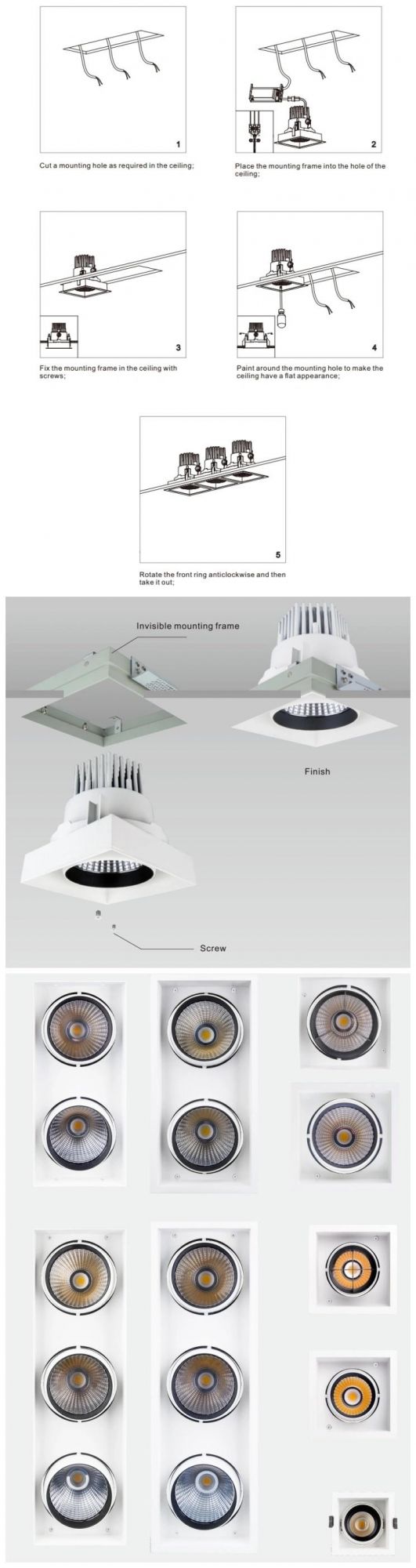 Venezina Lighting Anti-Glare LED Downlights Recessed Spotlight IP20 COB LED Adjustable LED Down Light