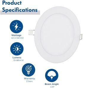 Aluminum Housing Recessed Round LED Panel Light 12W