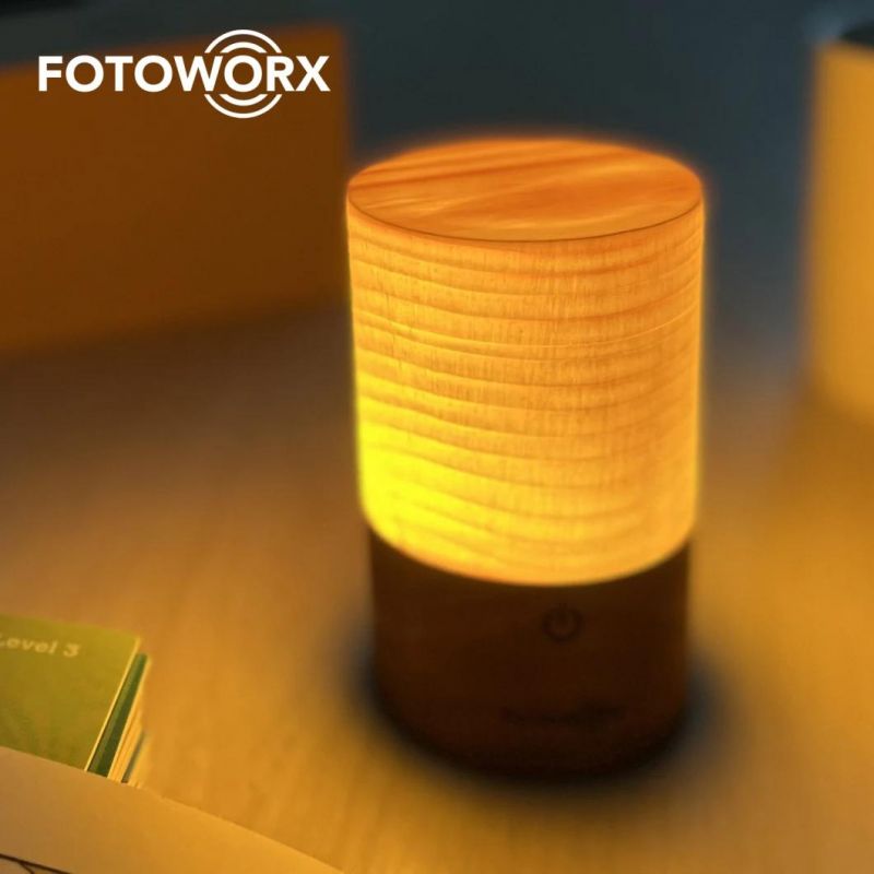 Wood Table Night Light Touch Beside Lamp for Reading