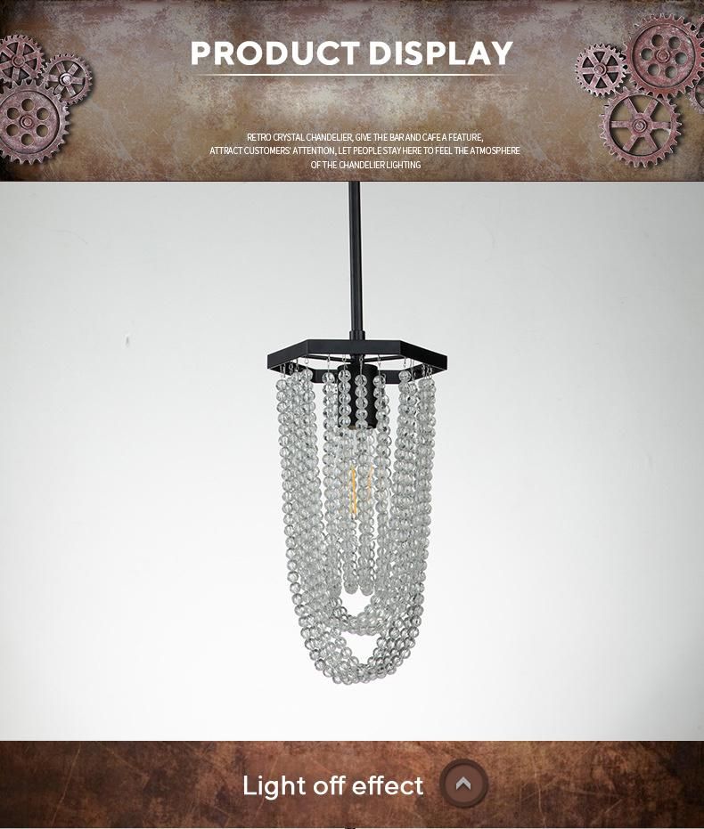 American Simple Wrought Iron Chandelier Restaurant Creative Retro Crystal Chandelier