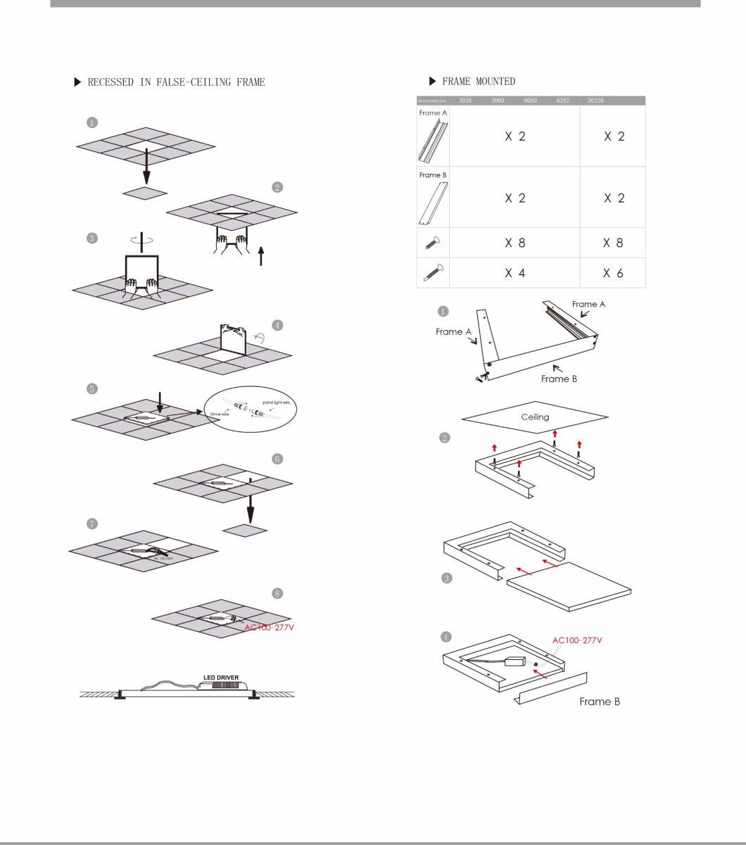 595*595*12mm 40W 4000K Triac/0-10V/ Dali Dimmable CRI>90 110lm/W LED Floor Slim Panel Light with Motion Sensor