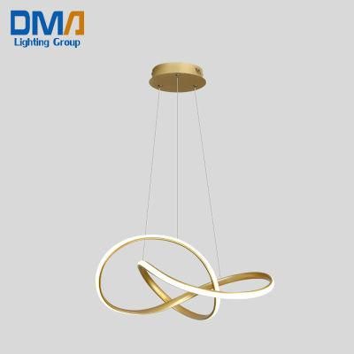 2022 Popular Aluminum Curvy Metal Ring Pendant Modern LED Round Chandelier Circle Hanging Pendant Light