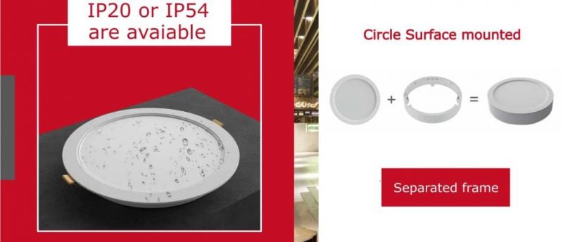 New ERP Dob IP54 Waterproof Recessed Downlight Round Slim Panel Light 5W 9W 12W 18W 24W