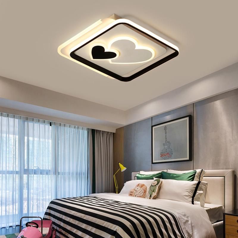 Contemporary Square LED Heart Ceiling for Children Room Kid Bedroom Lamp