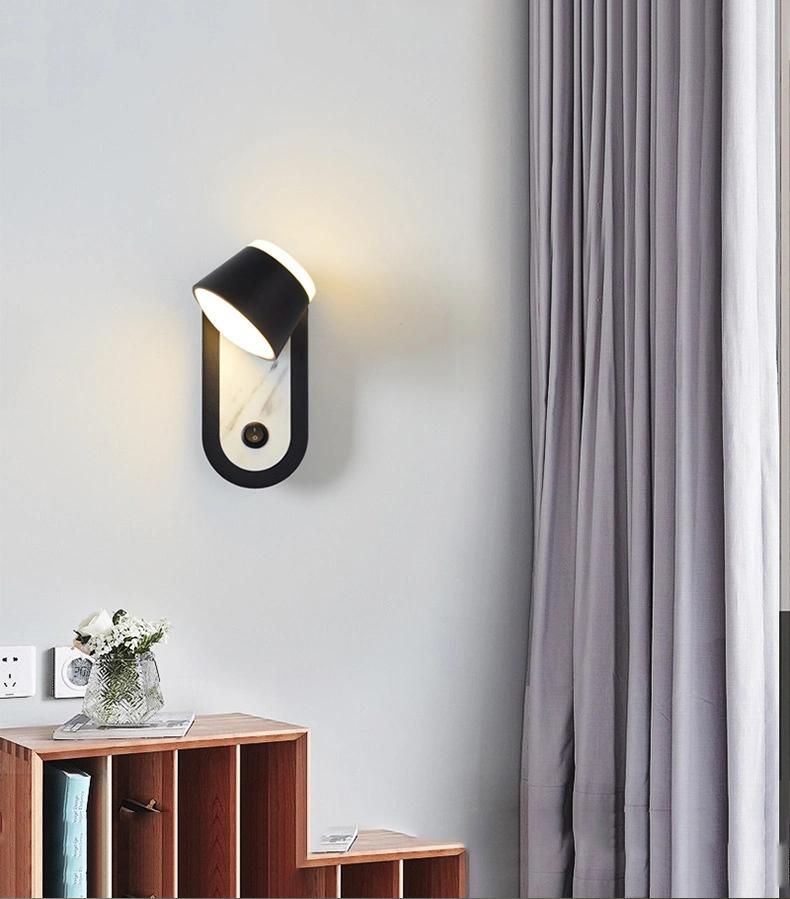 LED Bedside Lamp Wall Lamp Nordic Light Luxury Rotatable Wall Lamp with Switch Simple Modern Wall Lamp