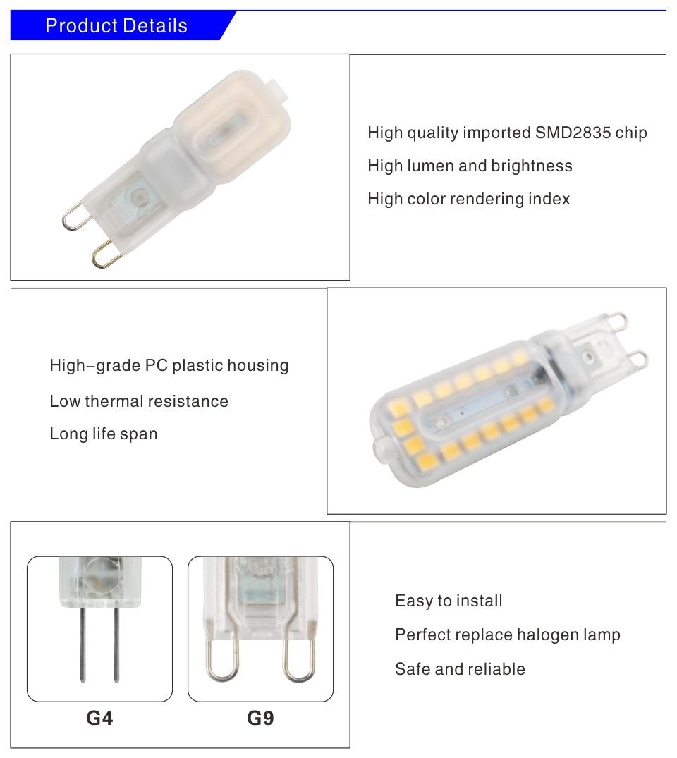 10PCS LED Bulb 3W 5W G4 G9 Light Bulb AC 220V DC 12V LED Lamp SMD2835 Spotlight Chandelier Lighting Replace 20W 30W Halogen Lamp Bulb