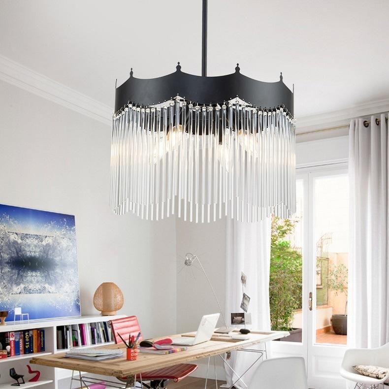 Luxury Crystal Chandelier Living Room Post-Modern Simple Atmosphere Dining Room Glass Rod Room Art Bedroom Nordic Lamps