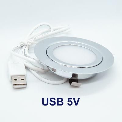 Stainless Steel 3watts 5V USB Under Cabinet LED Downlight Ceiling Panel Lighting Slim Kitchen Furniture Lamp