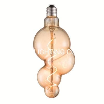 Bubble-Shaped Glass Decorative LED Spiral Filament Light Bulb