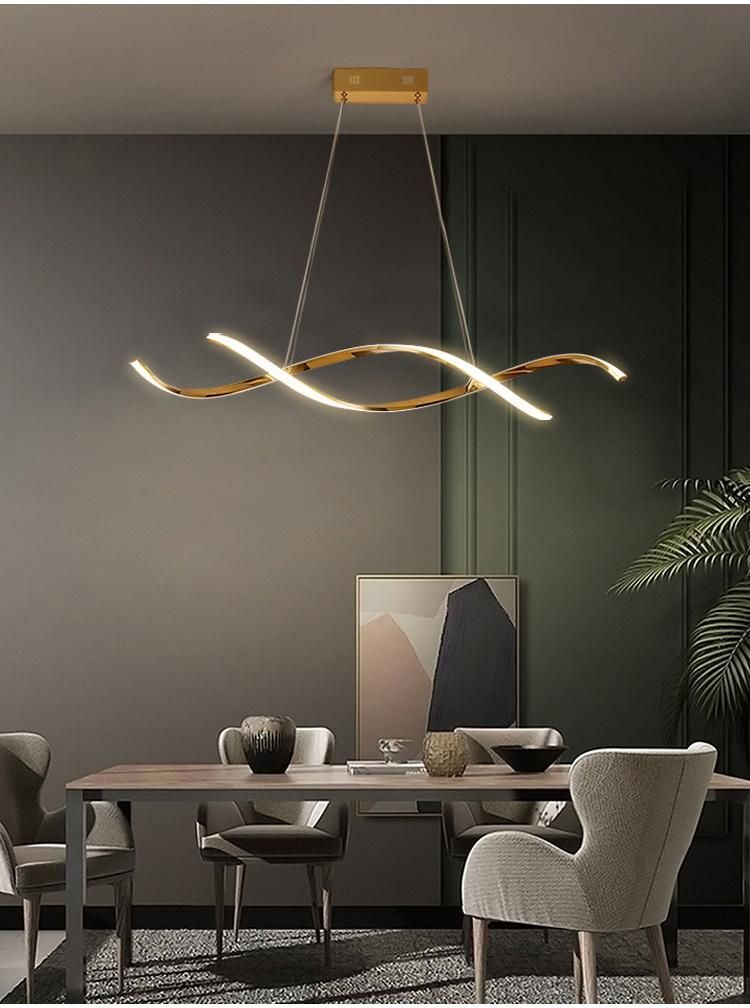 Minimalist Linear Restaurant Bar Designer Front Desk LED Hanging Ring Lamp Kitchen Pendant Light