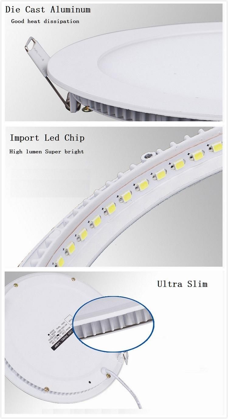 3W-24W Round Ceiling Recessed Slim LED Panel Light for Brazil