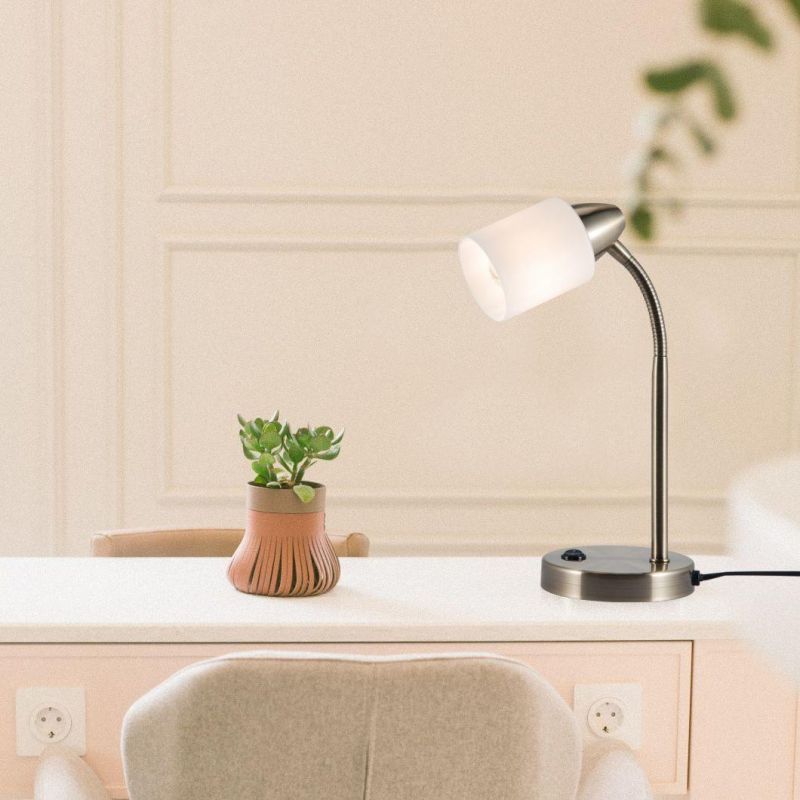 How Bright Nordic Style Indoor E14 Desk Promotion Item Satin Nickel for Home Bedroom Living Room Table Lamp