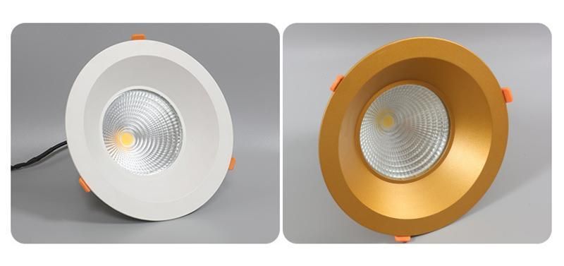 CE RoHS Approved 10W/20W/30W/40W/50W/60W/70W/80W/90W/100W Recessed Ceiling Round COB LED Down Light with CREE Chip Lifud Driver