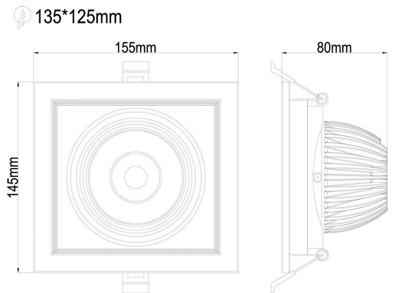 Indoor Lighting CE RoHS SAA Approved 12W 3000K 4000K 5000K 6000K Ra90 COB LED Square Spot Down Light