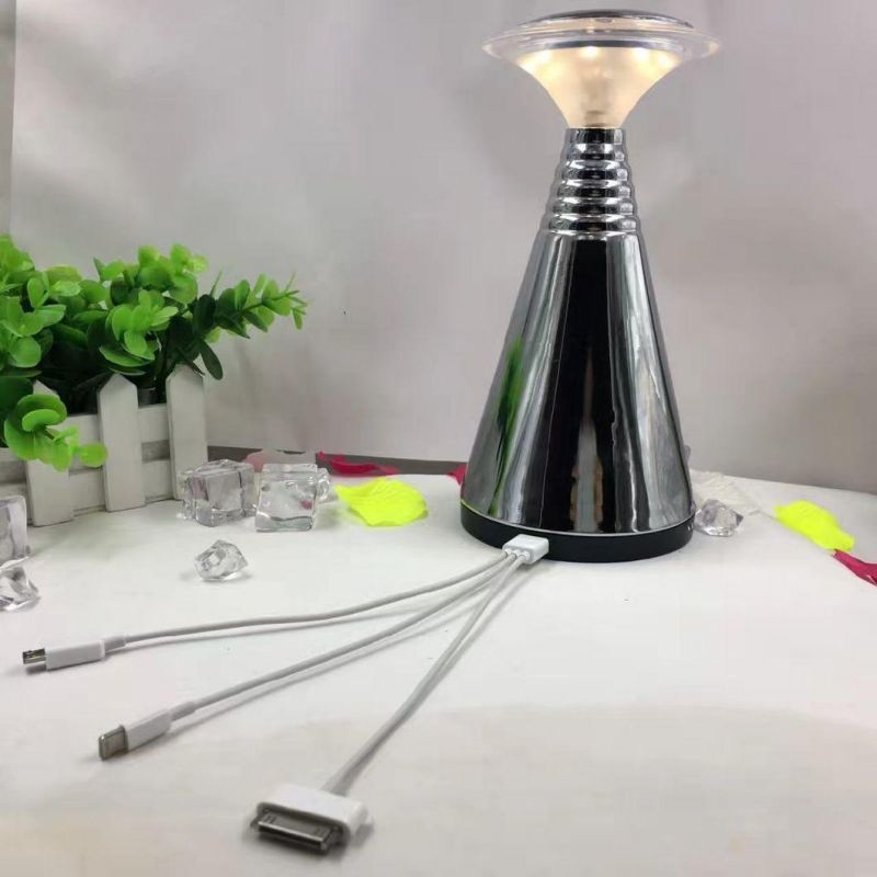 Hotel Style Aluminium USB Dimmable Rechargeable LED Table Night Lights Mini Gold Cordless Restaurant Touch Dimmer Dimming Desk Lamp for Hotel Bar KTV Club Home