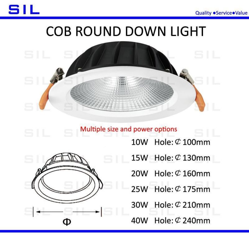 Die-Casting Aluminum 15W COB LED Downlight Recessed Downlight Adjustable Ceiling Downlight