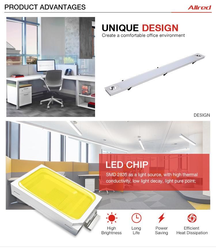 for Office Lighting 12W 18W 24W 30W Aluminum Light Fixtures LED Linear Batten Light