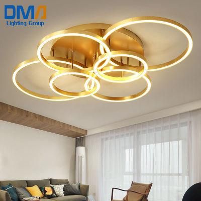 Luxury Hotel Golden Rings Acrylic LED Ceiling Lamps