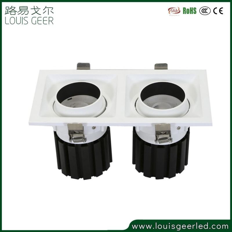 Recessed Rimless 2 Heads Strip Grille Lamps in Living Room Light Black Color Lights