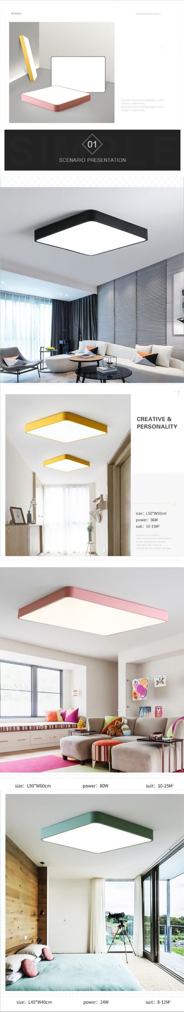 Ultra Thin Rectangle with Remote Control Dimmable LED Ceiling Light