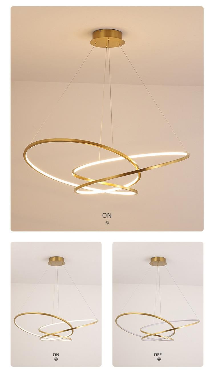 Stainless Steel Line Designer Home Improvement Living Room Decorative LED Chandelier Pendant Lamp Lighting