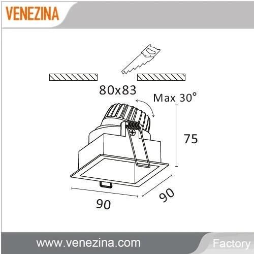 IP65 Waterproof COB LED Down Light Adjustable Ceiling Recessed LED Downlight