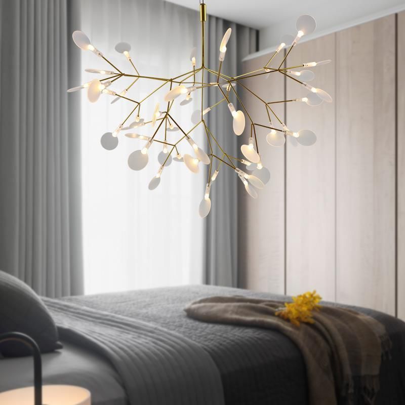 Modern Firefly Acrylic Leaf Chandelier