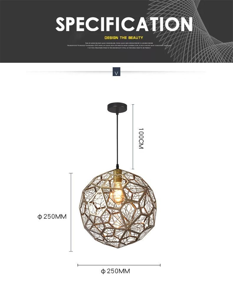 Modern Simple Stainless Steel Polyhedral Ball Chandelier Creative Geometric Mesh Chandelier
