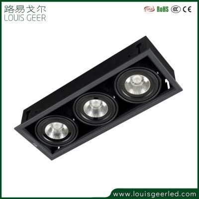 2020 Triple Head 45W Ceiling Recessed Mounted Rectangle COB LED Grille Downlight Spot Grille Light