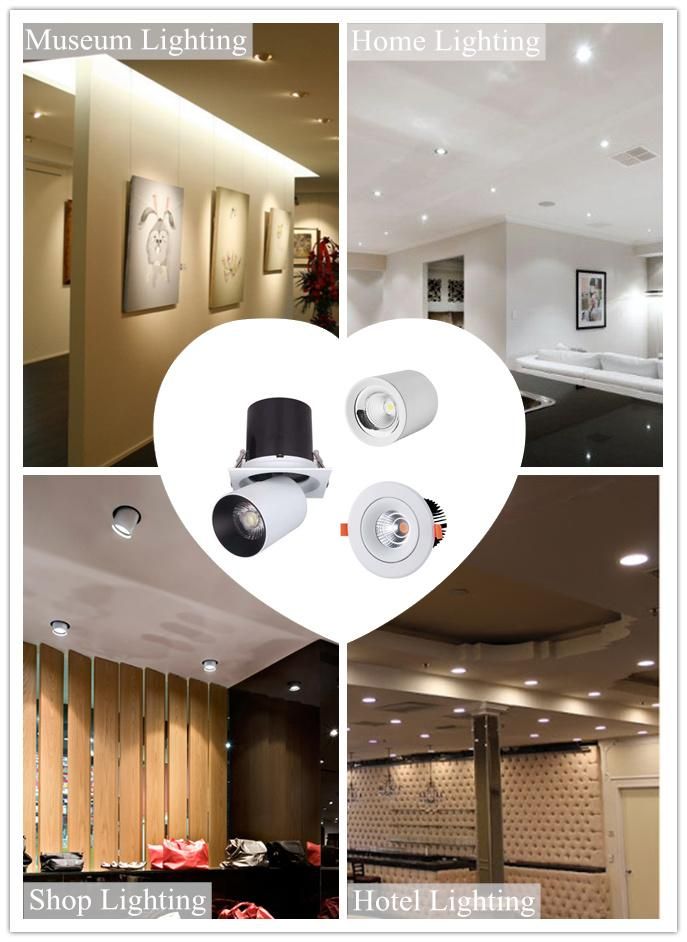 Recessed Down Light Fittings Commercial Ultra Bright Retractable Angle Adjustable 5W 9W LED Ceiling Spotlight