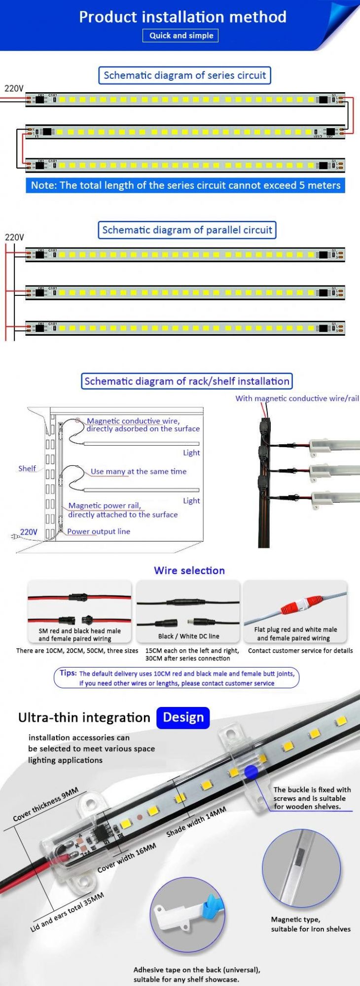 220V Neon Hard Light Bar 144/72 LED Decorative Lighting Drive Shelf Lighting